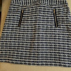 LOFT Black and White Textured Mini Skirt